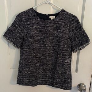 J. Crew Black and White Textured Blouse